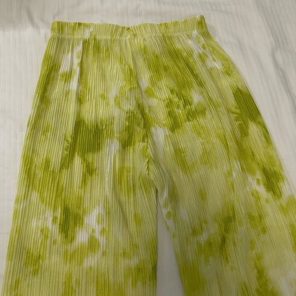 Zara Kids 13-14 Bright Green & White Flowy Pants - Picture 8 of 9